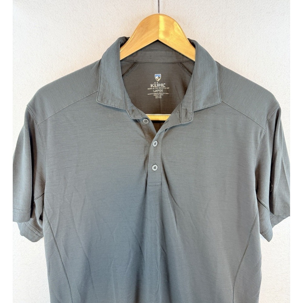 Kuhl Valiant Polo Shirt Mens Large Gray Merino Wool Blend Short Sleeve 7469